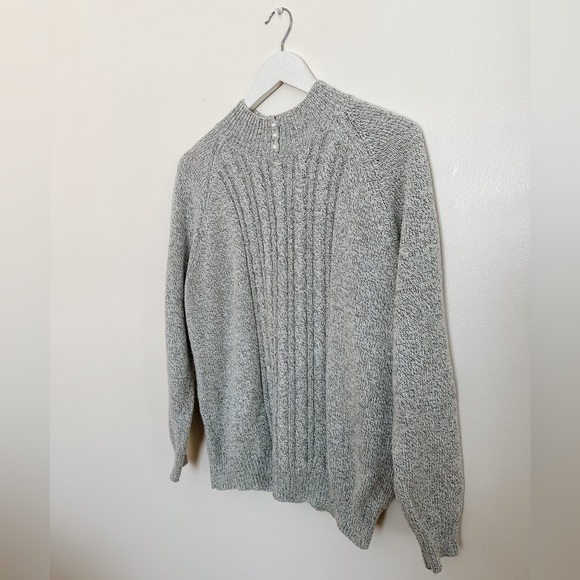 Karen Scott - Mock Neck Knit Sweater - Grey Pearl Buttons - Size XL - Picture 1 of 8
